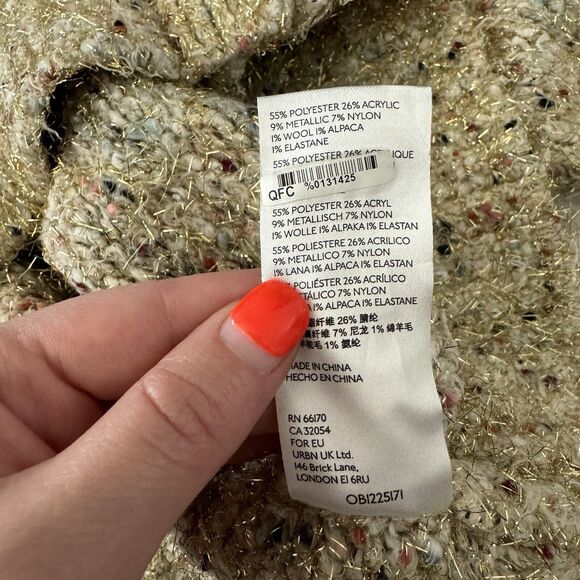 Maeve Anthropologie Wool Chunky Knit Cardigan Womens Twinkle Crop Sweater Medium - Picture 14 of 14